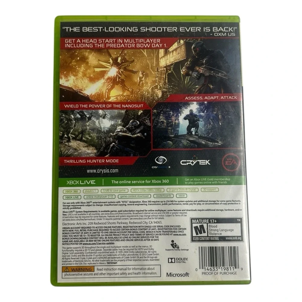 Xbox 360 Resident Evil Bioshock Crysis 3 Walking Dead Video Game Bundle Lot 5